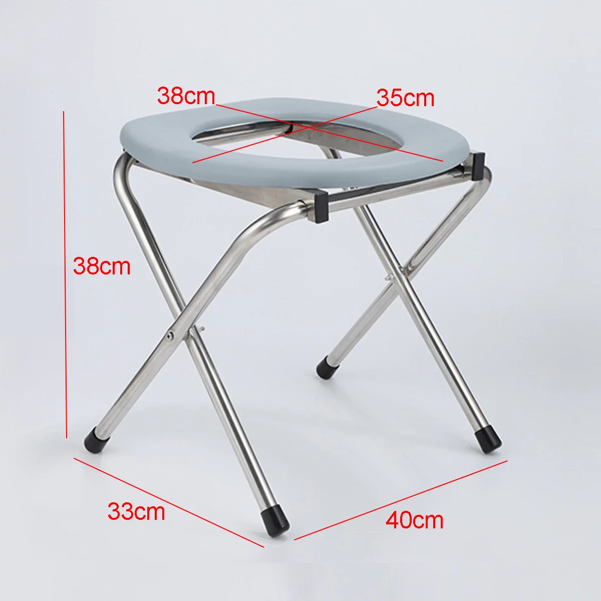 

New Foldable Camping Portable Toilet Pregnant Woman Elder Toilet Stool Stainless Steel Mobile Squatting Commode Chair Light Blue