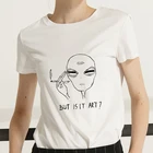 Футболка женская с забавным принтом инопланетян, тонкая Милая Модная рубашка в стиле Харадзюку, Топ в стиле kawaii, лето 2019