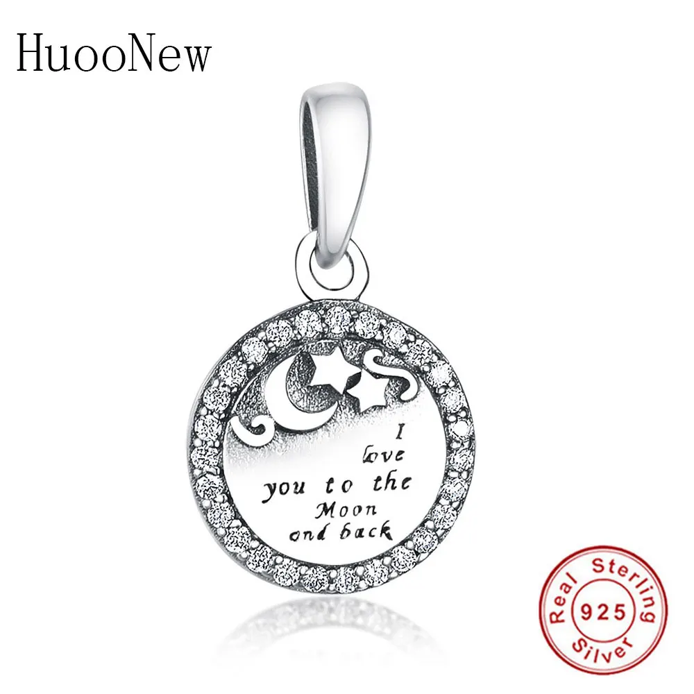 HuooNew оригинальные Пандора амулеты Браслеты 925 пробы серебро I Love you to the moon and Back Star