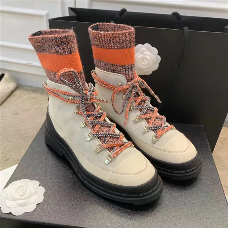 

Вязаная обувь, сапоги, теплая обувь с перекрестными кружевами, зимняя стильная повседневная обувь, универсальные средние сапоги, женская об...