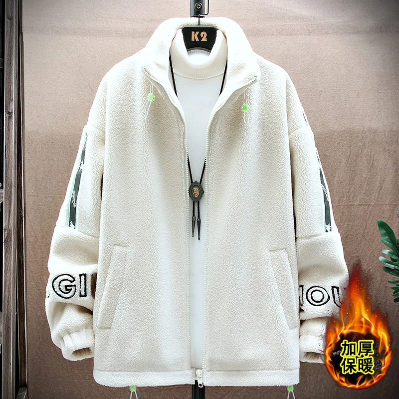 

Hongxing Erke autumn and winter cotton clothes men's 2021 new plush thickened lamb Plush coat warm winter clothes