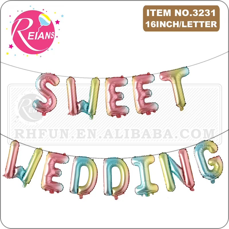 

16 inch Sweet happy WEDDING LETTERS Helium Foil Balloon Air Balloons marriage Partys Banner suppliers Decorations Globos