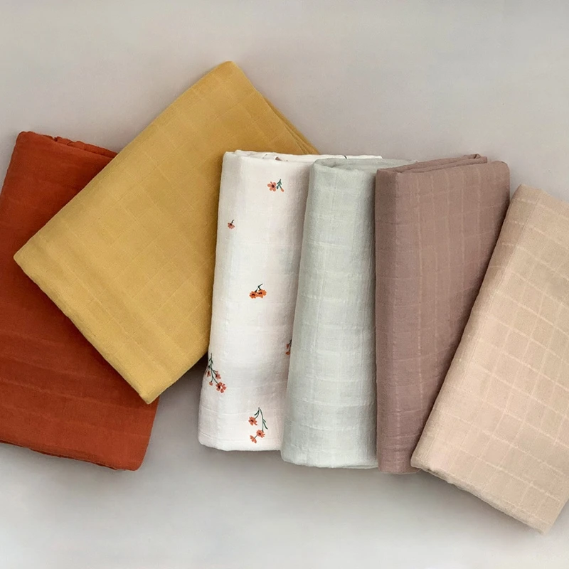 

120x120cm Baby Muslin Blanket Soft 2 Layers Gauze Infant Newborn Swaddle Wrap