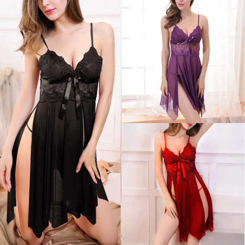 Новое сексуальное Женское нижнее Белье сексуальная ночная рубашка однотонное