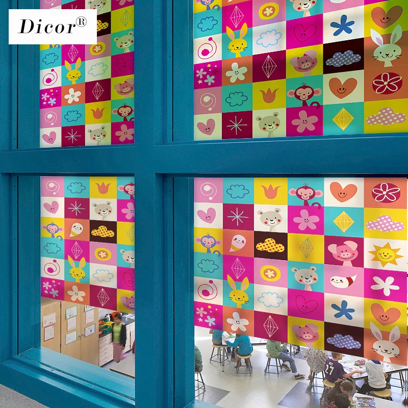 Цветная витражная стеклянная наклейка с животными креативная декоративная