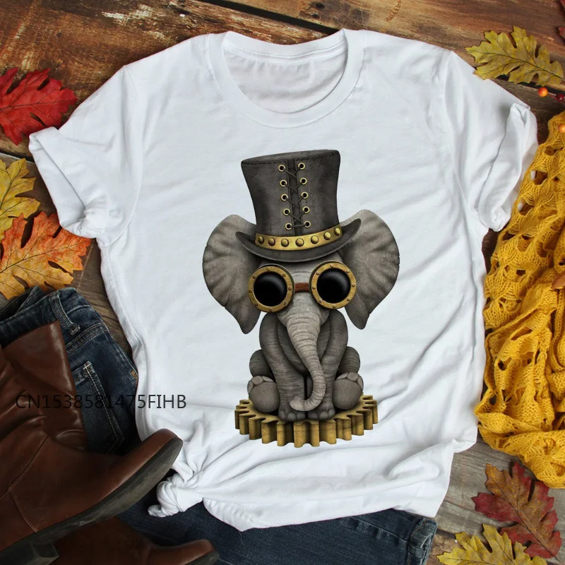 

Black Power Elephant White T Shirt Women Kawaii Punk T-Shirt Graphic Fashion Basic Tshirt Hip Hop Style Premium Tops