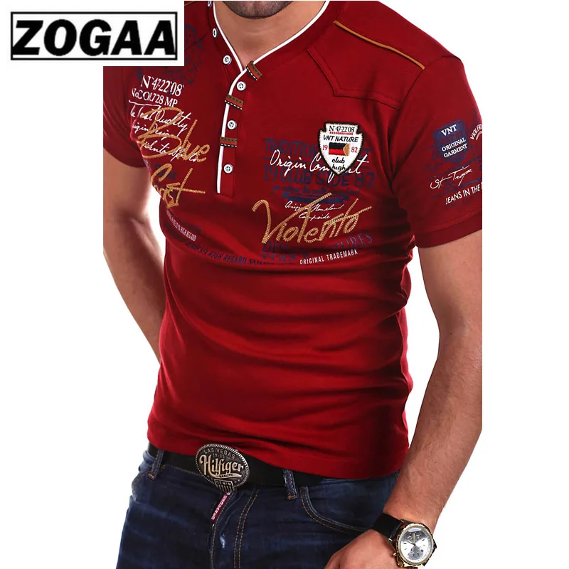 ZOGAA Brand 2018 Summer Mens Shirt Short sleeve Fashion V-neck cotton shirts slim Fit men Tops Casual Male Printed Tees | Мужская одежда