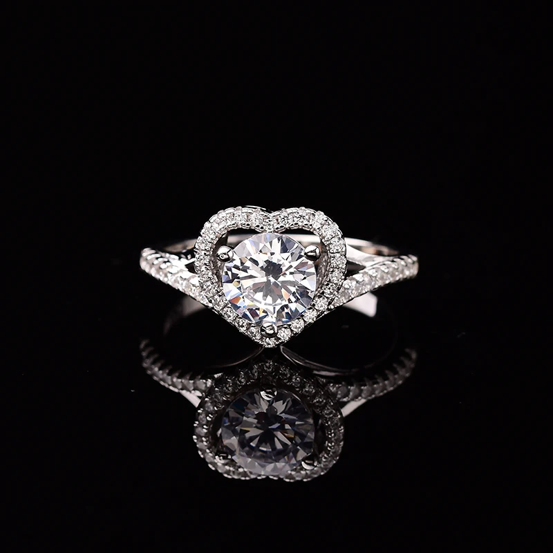 Кольцо с муассанитом женское из серебра 925 пробы бриллиантом|Кольца| |