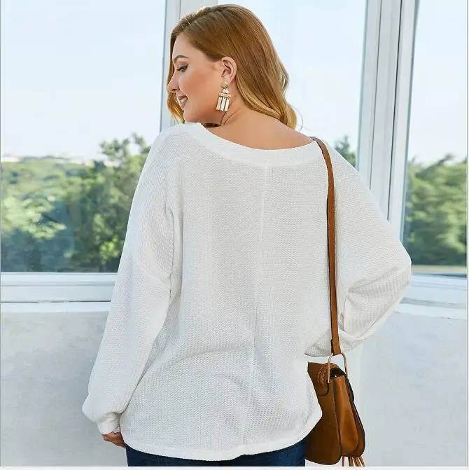 Весенняя футболка с длинным рукавом и v образным вырезом Женская свободная