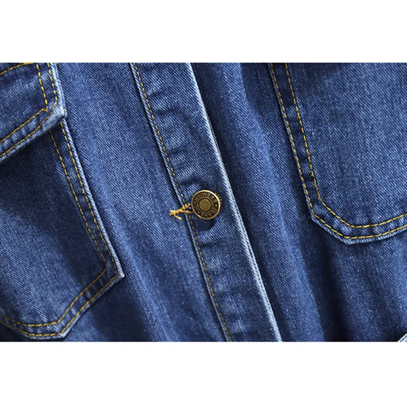 Женский джинсовый тренчкот с длинным рукавом длинная Джинсовая Верхняя одежда