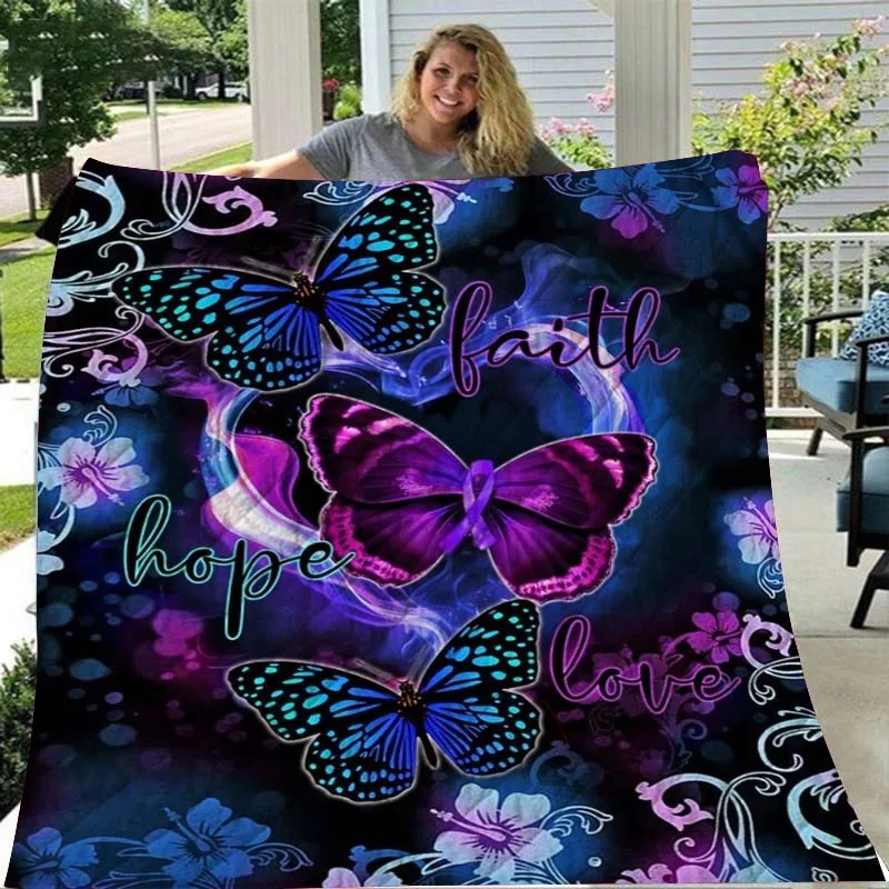 Флисовые одеяла Faith Hope Love Butterfly печатные стеганые подарки на день рождения