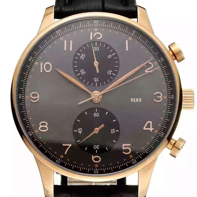 

Men's Watches Automatic Mechanical Watch For Men TLXT 41mm Gold Black Dial Leather Strap Top Quality 1:1 Replica Watch