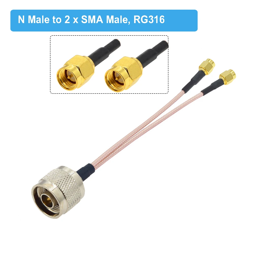 N сплиттер Pigtail Male к 2 x SMA Female 4G LTE антенный адаптер сплиттер-Сумматор RG316 RF