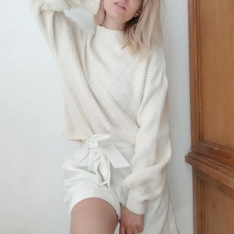 Hirsionsan Pull Femme,, зима-осень, вязаный кашемировый свитер большого размера, женский, с рукавом-фонариком, со стразами, базовые, плотные пуловеры
