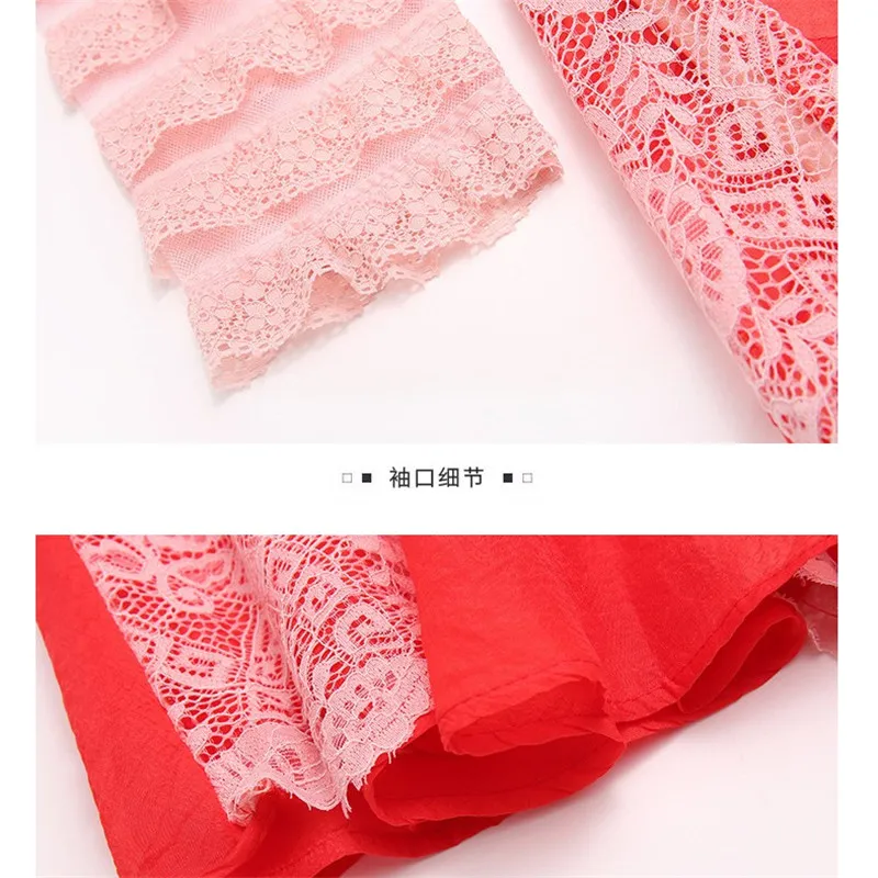 

Women Party Long Dress Elegant Lace Patchwork Hollow Out Mesh Stitching A-line Dresses for Lady New Arrival Fashion O Neck