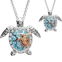 new trendy two turtle shape pendant necklace womens necklace fashion bohemian crystal inlaid pendant accessories party jewelry