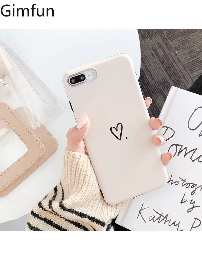 Gimfun молочно-белый чехол для телефона с сердечком Iphone X Xs Max XR простой глянцевый