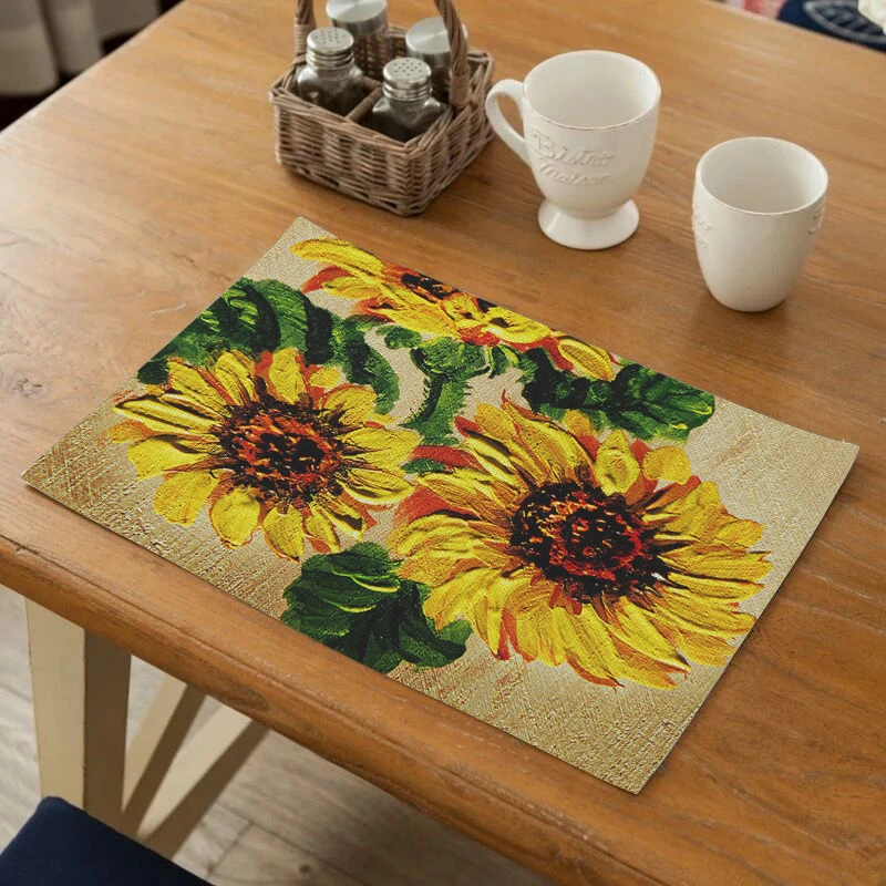 SEAAN Pastoral Pattern Drink Coasters Reusable Dining Table Mat Placemats for Kitchen Polyester or Cotton and Line Decor | Дом и сад