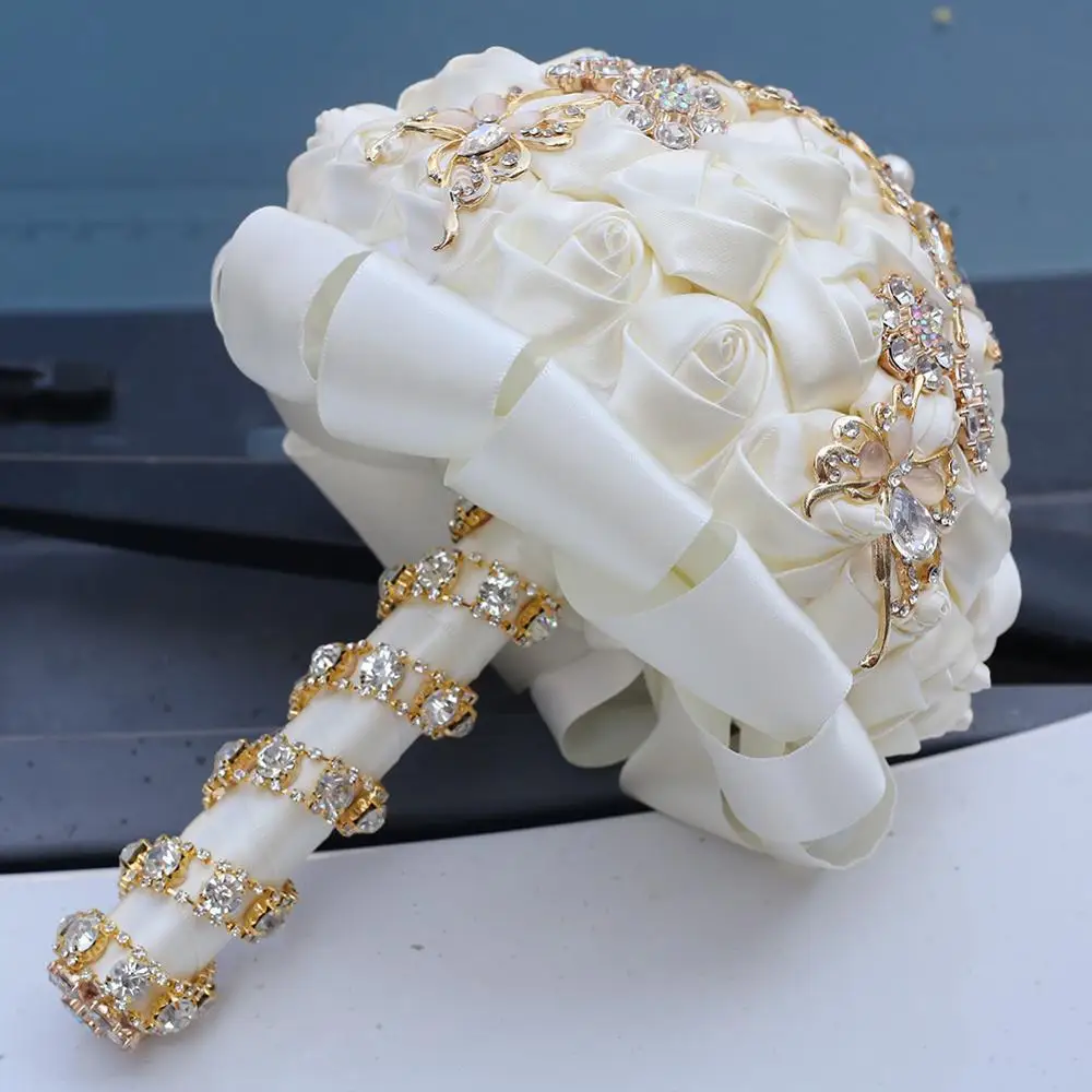 JaneVini роскошные свадебные букеты цвета слоновой кости на заказ Украшенные