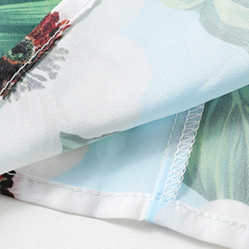 

VGH Sweet Print Sling Dress For Women Square Collar Sleeveless High Waist Patchwork Lace Casual Midi Dresses Female 2021 Fashion