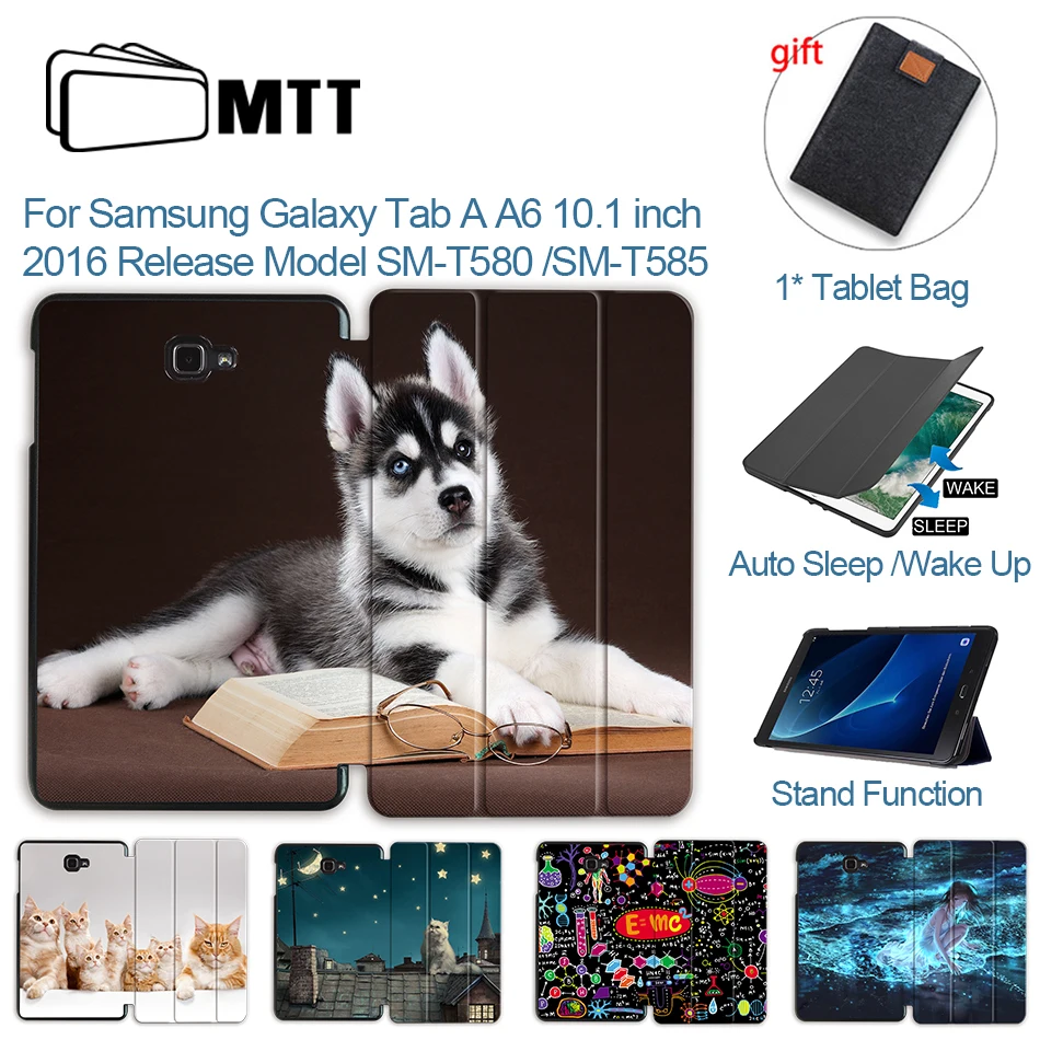 

Чехол для планшета MTT для Samsung Galaxy Tab A a6 10,1 2016 T585 T580 SM-T580 T580N из искусственной кожи с откидной крышкой, умный чехол с милой собачкой