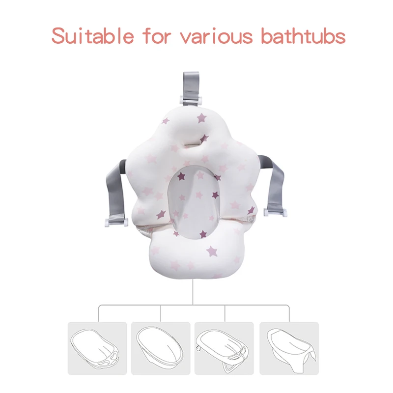 

Baby Shower Bath Seat Support Newborn Safety Security Bath Support Cushion Foldable Soft Pillow Comfort Body Cushion