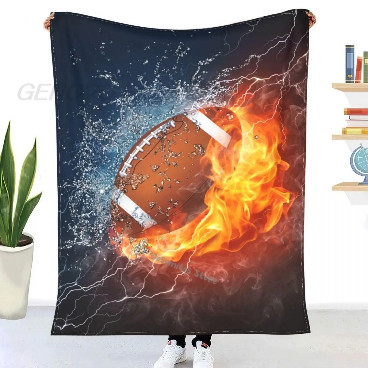 

Rugby Ball Werfen Decke Sherpa Decke Bettwäsche weiche Decke