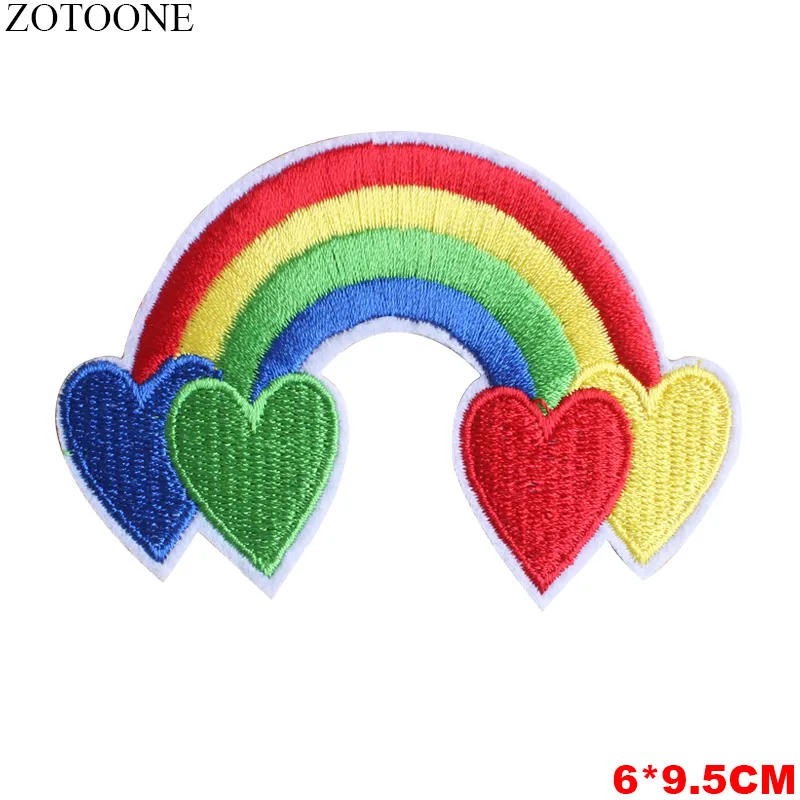 ZOTOONE мультфильм Радуга Любовь Сердце шитье на двусторонние нашивки для одежды