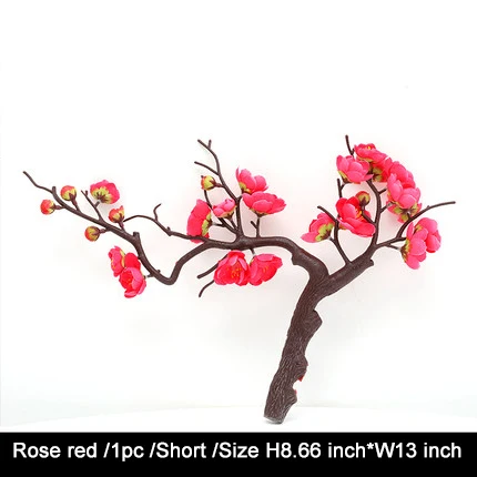 short rose red 1 шт. красные сливы искусственные цветы для наружной свадьбы украшение цветок зимнее растение для домашнего сада декор - Цвет: short rose red