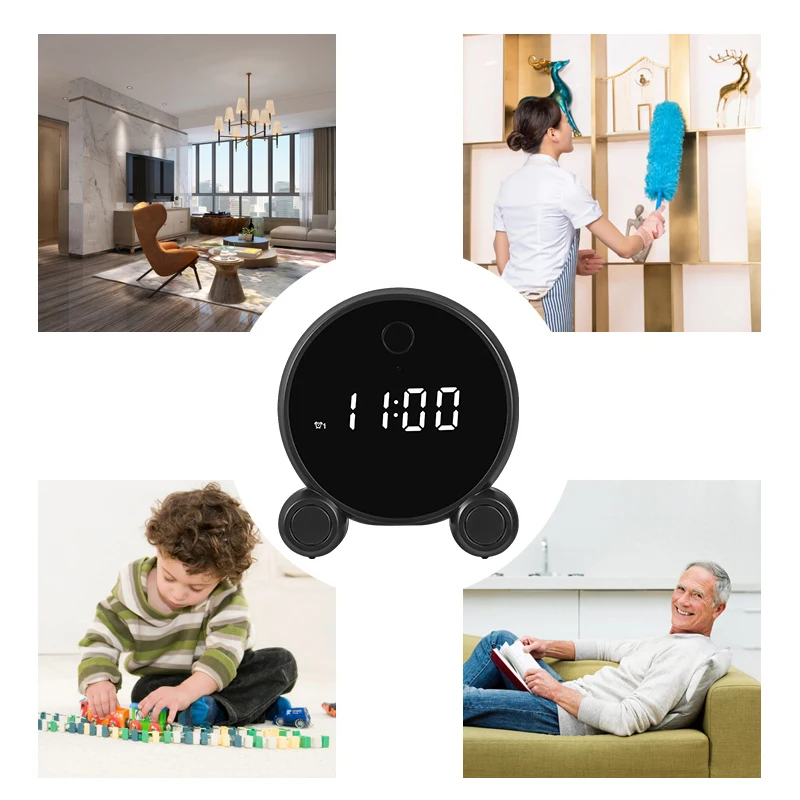 Tuya HD Smart Home Wifi Digital Alarm Clock Mini Camera Recorder Video Intercom Surveillance Remote Monitoring Cameras | Электроника
