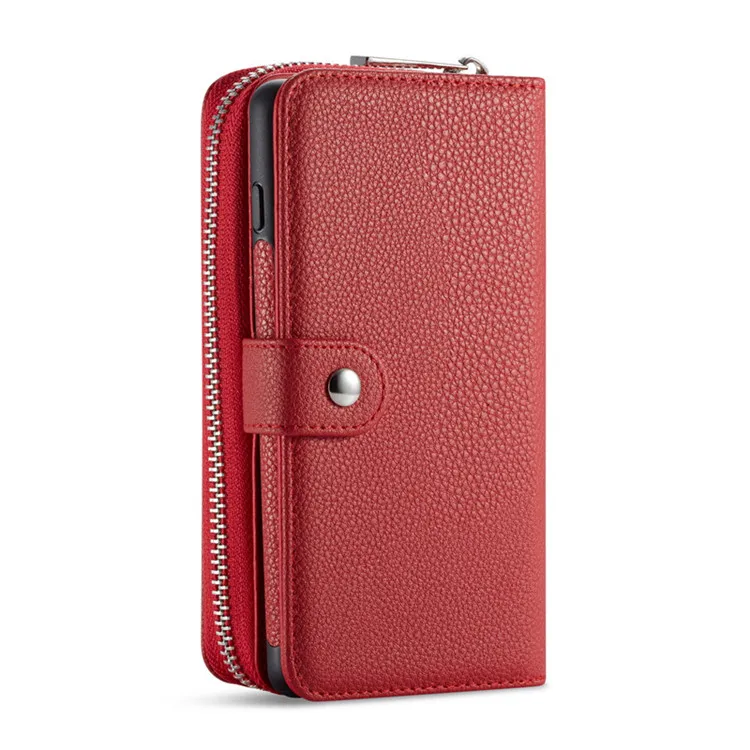 Красный Роскошная сумка-кошелек с молнией кожаный чехол для samsung Galaxy S7edge S8 S9 S10 Plus S10e Note 8 9 10 Pro Магнитная Крышка Мульти карты - Цвет: Красный