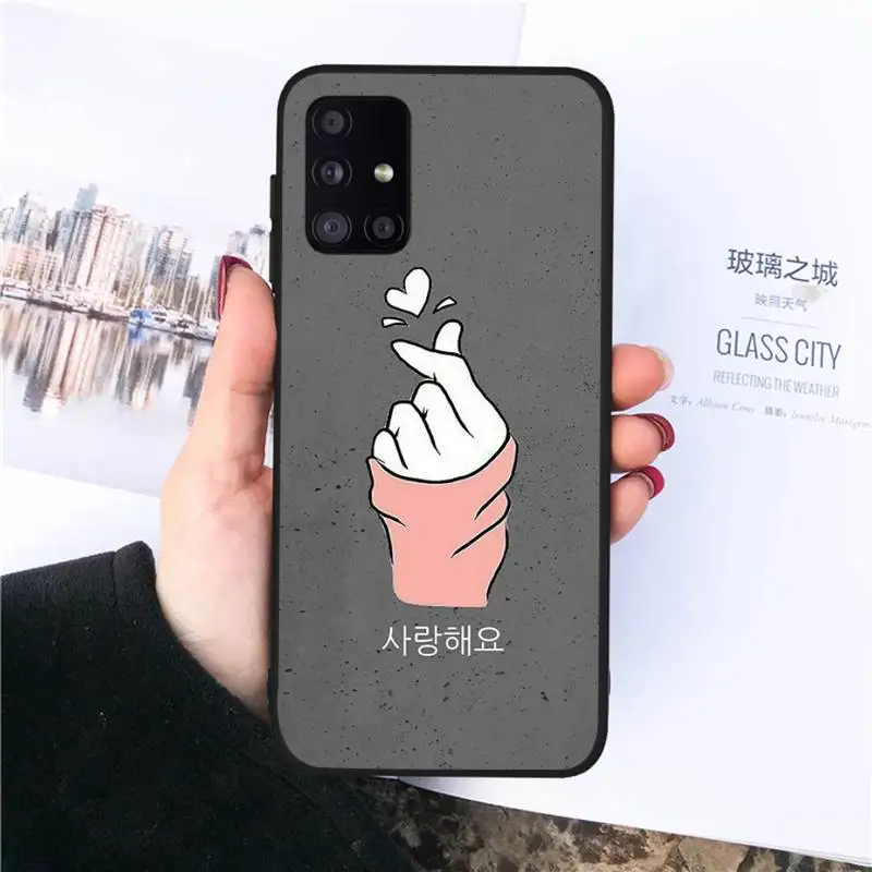 

Korean Finger Heart Love Phone Case For Samsung galaxy S 7 8 9 10 20 edge A 6 10 20 30 50 51 70 note 10 plus