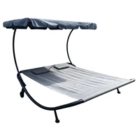 outdoor portable double chaise lounge bed with adjustable canopy pillows for sun room garden courtyard poolside beach us stock