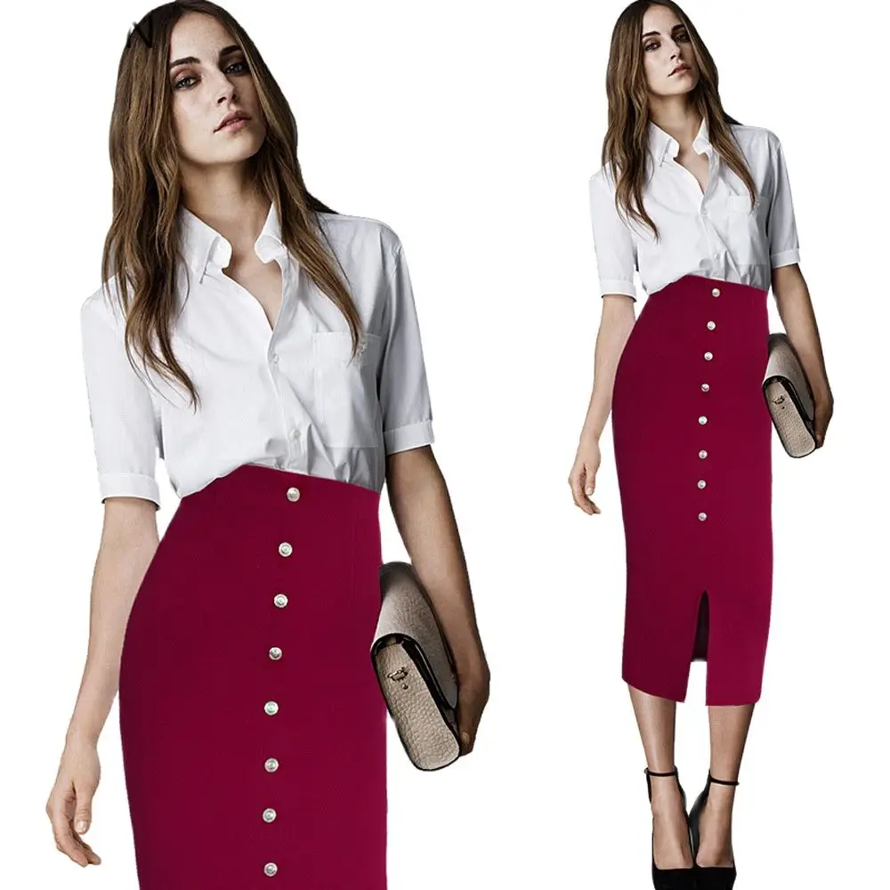 Женская элегантная юбка карандаш с высокой талией черная трикотажная миди на