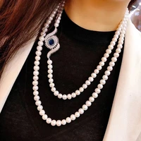 2021 new womens exquisite long pearl necklace bride weddings gift fine jewelry white freshwater natural pearl sweater chains