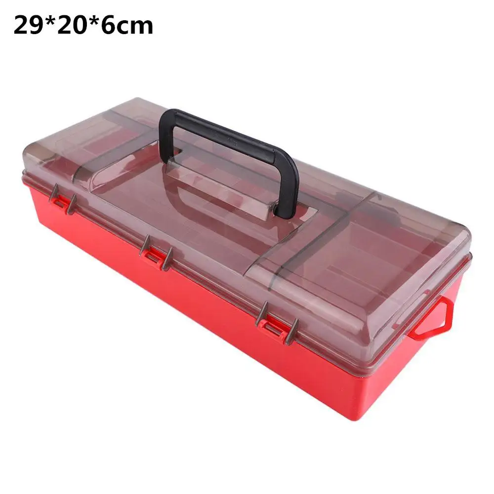 Double-side Fishing Tackle Box Wood Shrimp Tools Case Fishing Bait Lure Storage Case Multiple Compartment Large Fishing Tool box - Цвет: 29x20x6cm