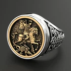 Мужское кольцо в стиле панк с изысканным воином драконом, ювелирные изделия, военная вывеска в виде солдатика, кольца высшего качества, искусственное байкерское кольцо
