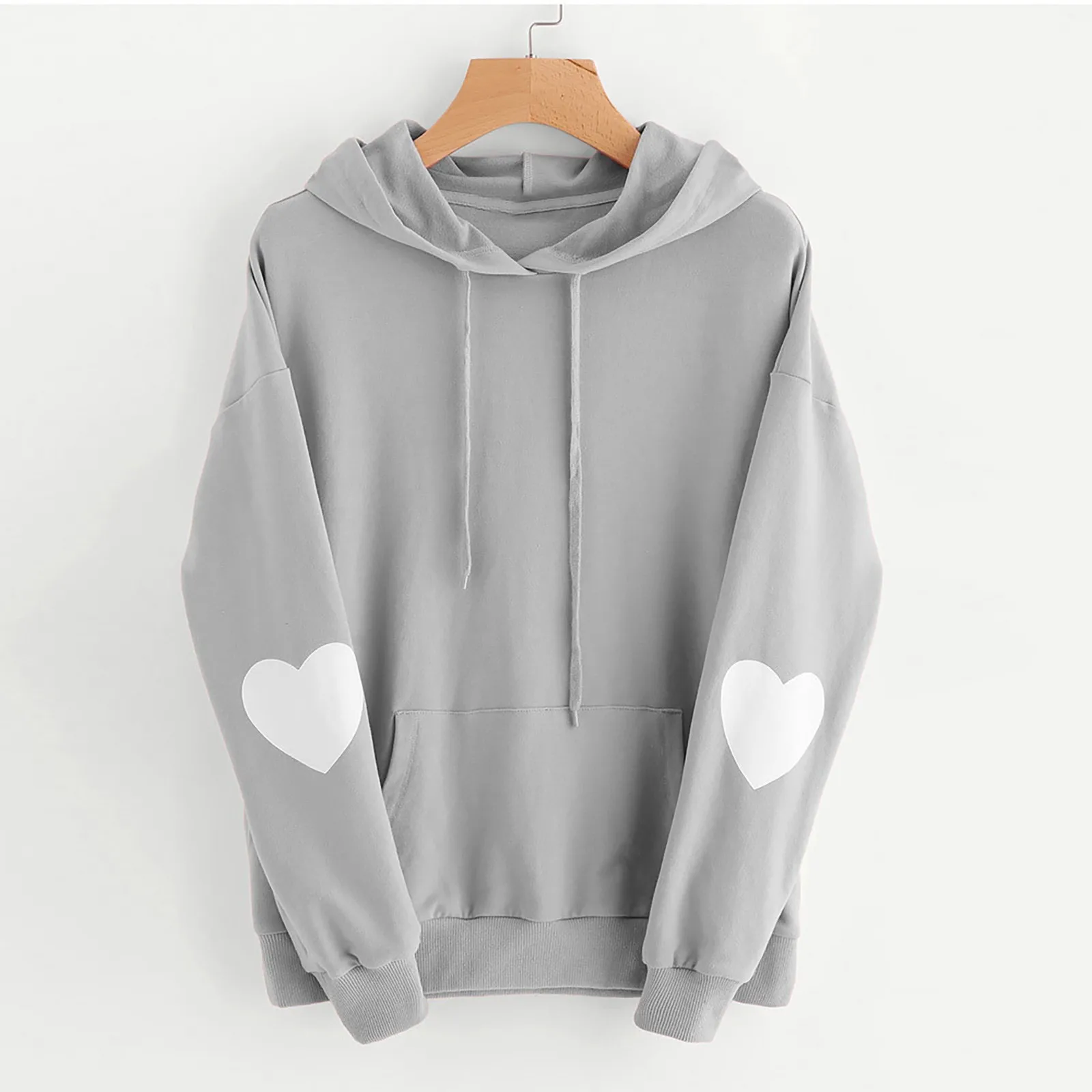 

Heart Shape Patchwork Long Sleeve Sweatshirts Women Hoodie Solid Pullover Hoody Sweatshirts Female Pullovers Streetwear Clothes