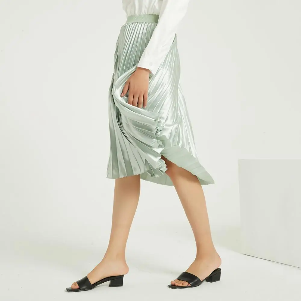 Wixra однотонная плиссированная атласная юбка элегантная с высокой эластичной