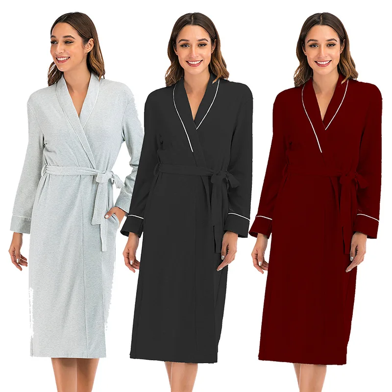 

2021 Autumn and Winter Women's Nightgown Long-sleeved Comfortable Cashmere Cardigan Beauty Belt Robes Sleepwear Sleep Tops