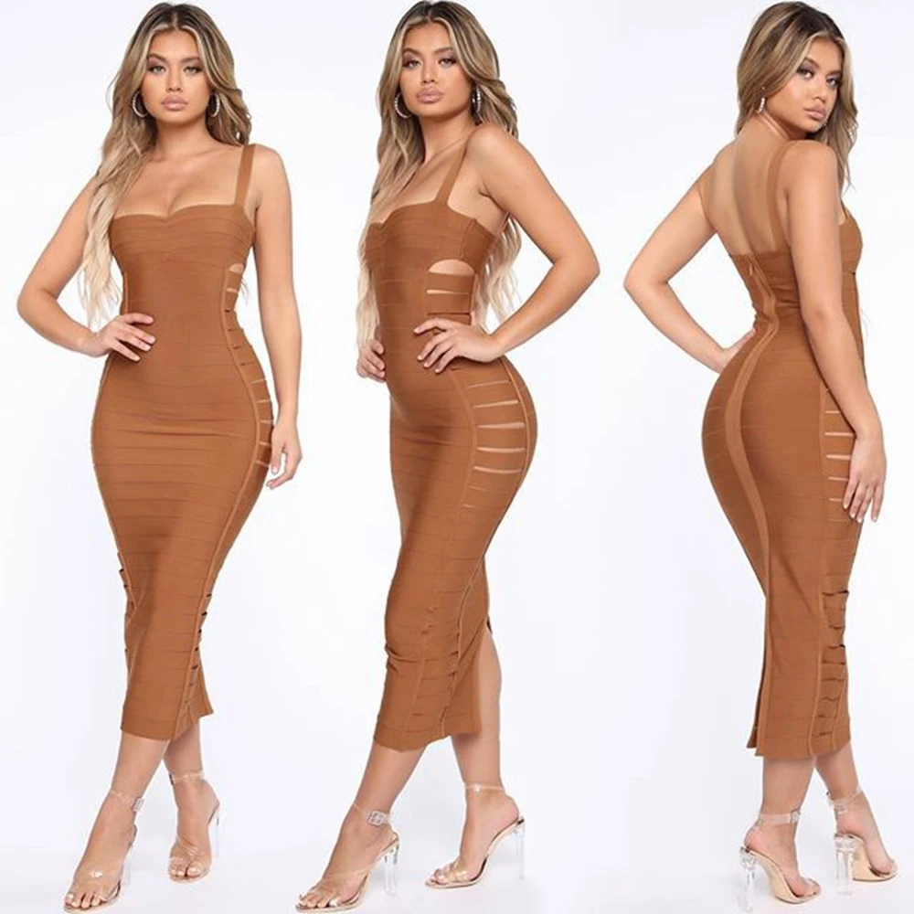 Женские Сексуальные вечерние платья новинка 2019 Осеннее коричневое платье с