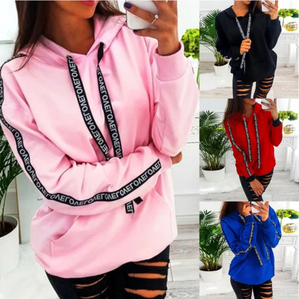 

Look Thin Womens Hoodie Sweatshirt Hooded Blouses Pullover Jumper Tops UK