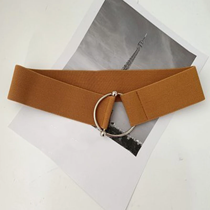 Ремень женский эластичный с круглой пряжкой украшение для пальто свитера