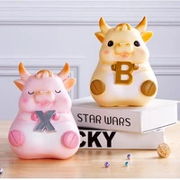 creative european style resin cow crafts animal statues piggy bank girls and children room decoration crafts