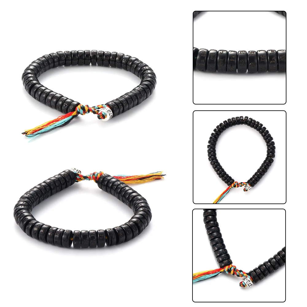 Браслет мужской плетеный из хлопковой нити с бусинами кокосовой ракушки |