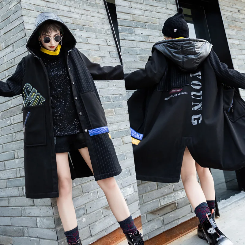 Женский Длинный плащ с капюшоном SOUL OF TIGER теплый толстый Тренч из искусственного