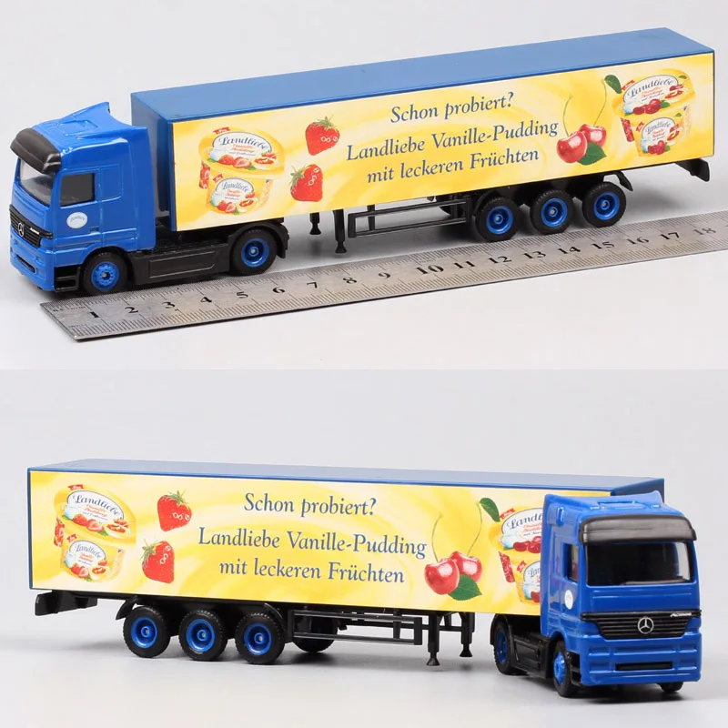 Армейский зеленый 1/87 Scale Mini Small Germany Advertising AD Media container Cargo trailer tow Truck Diecasts& Toy Vehicles model Cars souvenir - Цвет: Армейский зеленый