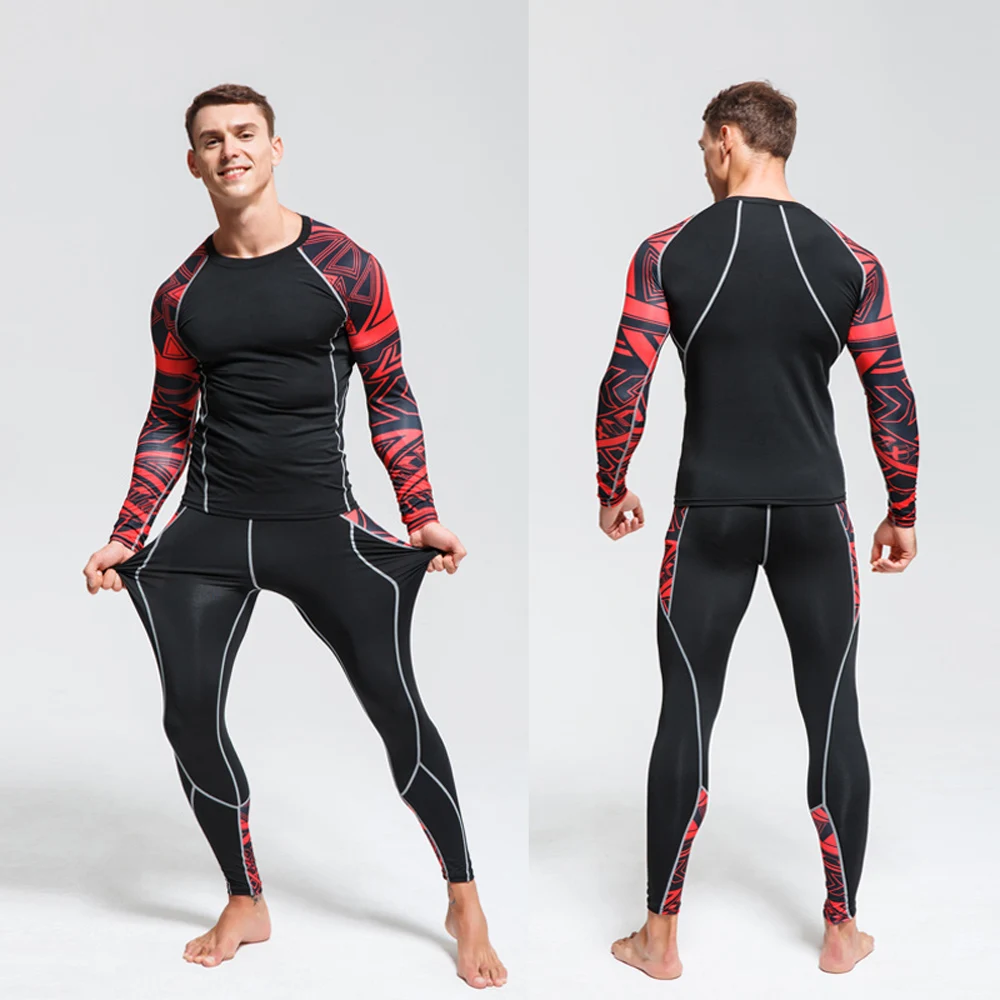 

2022 Men's Sports Suit MMA rashgard male Quick drying Sportswear Compression Clothing Fitness Training kit Thermal Underwear
