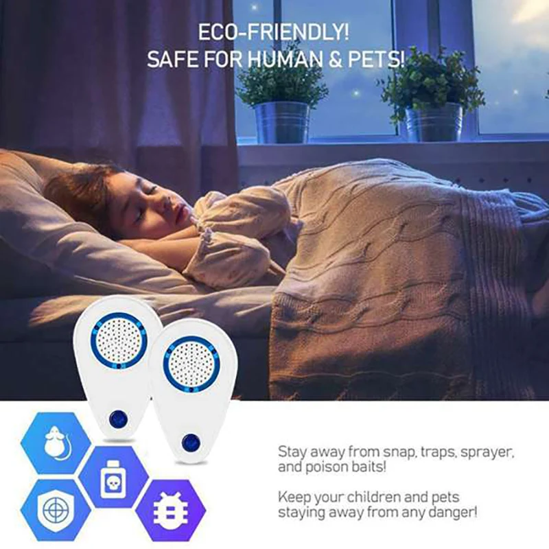 

Ultrasonic Pest Repeller 8 Pack Pest Control Repellent Electronic Repellant Bug Repellent for Ant Mosquito Mice US Plug