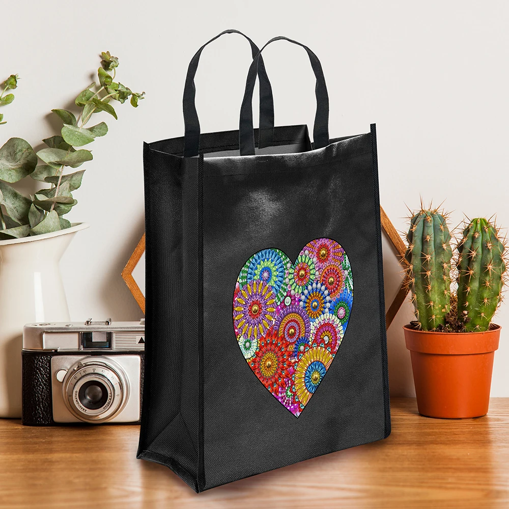 DIY Diamond Painting Handbag Women Reusable Shoulder Shopping Storage Bag Home Decoration Gift Canvas Bag Eco-friendly Tote Bags images - 6
